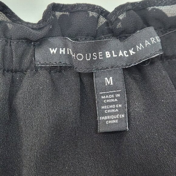 WHBM Off the Shoulder Top Womens Medium Black Crochet Bell Sleeve Blouse M14X - Picture 4 of 7